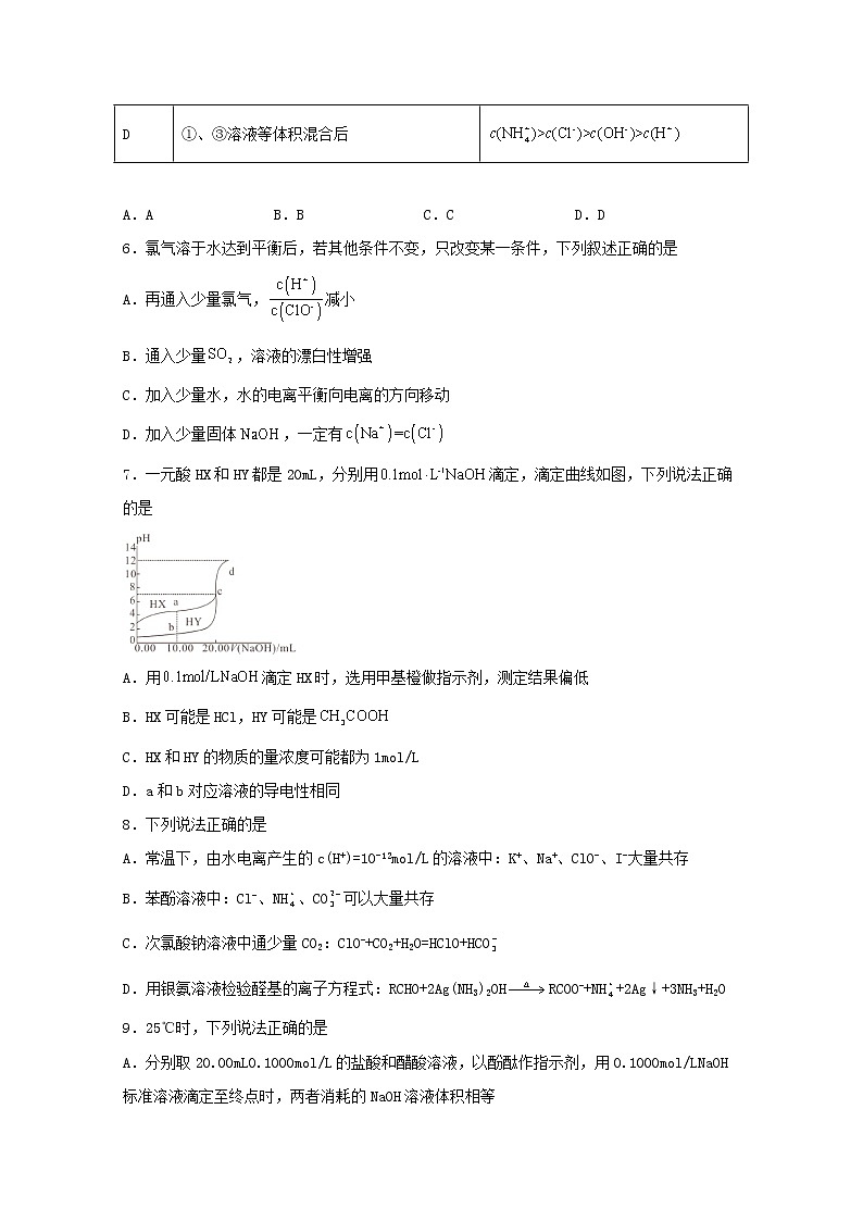 2022届高三化学一轮复习化学反应原理13水的电离及溶液的酸碱性含解析第2页