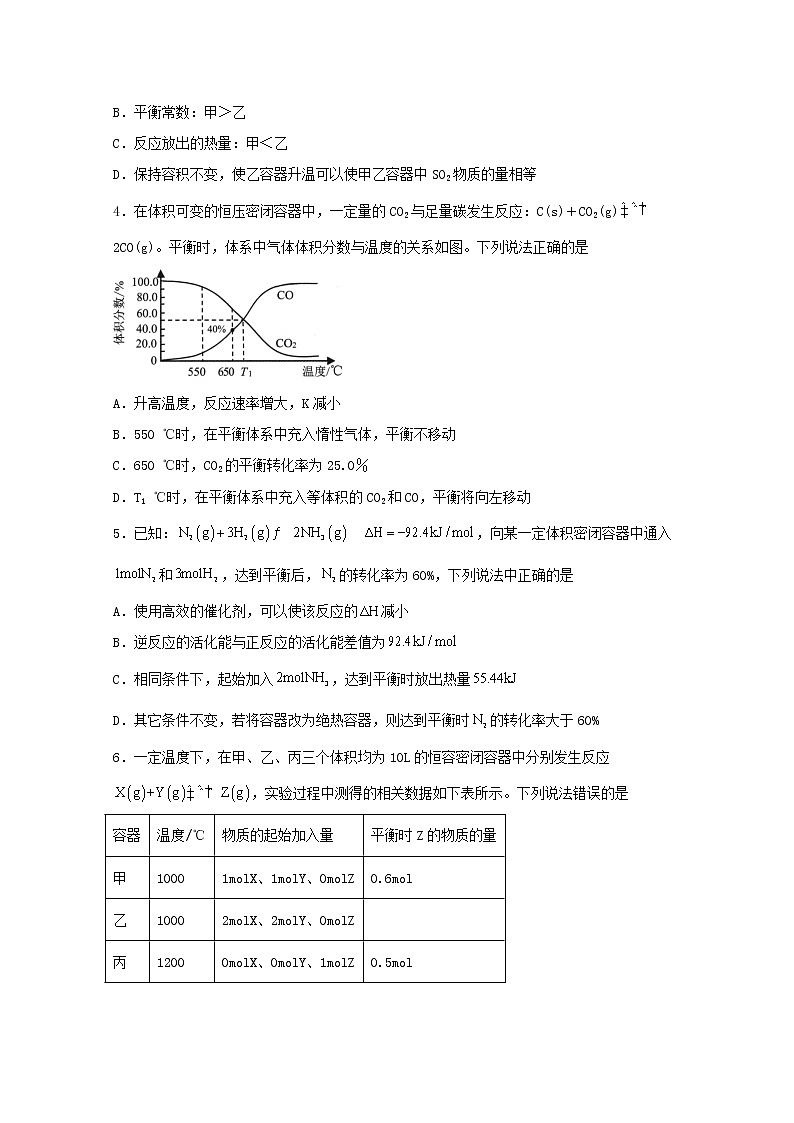 2022届高三化学一轮复习化学反应原理14等效平衡专题含解析第2页