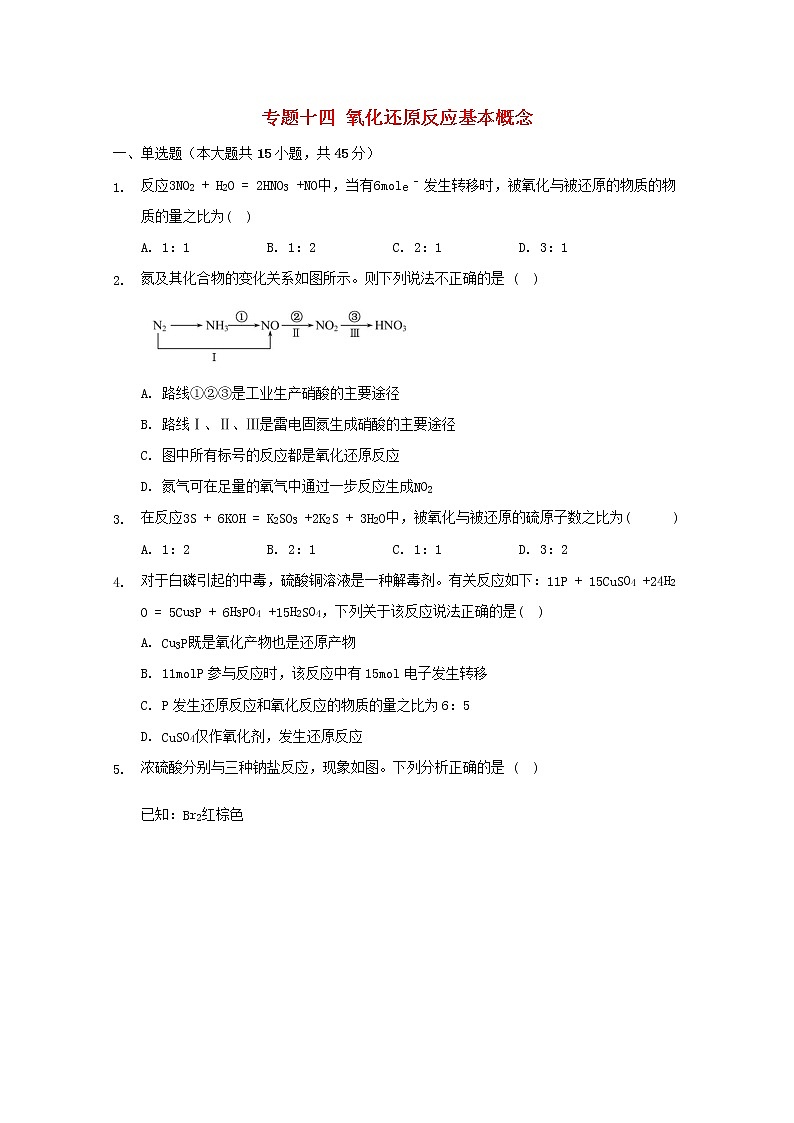 2022届高三化学一轮复习专题十四氧化还原反应基本概念含解析第1页
