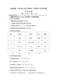 2021-2022学年辽宁省凤城市第一中学高一上学期11月月考化学试卷