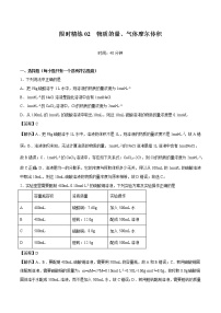 专题02 物质的量在化学实验中的应用  常考点归纳与变式演练  作业 高中化学 一轮复习 人教版（2022年）