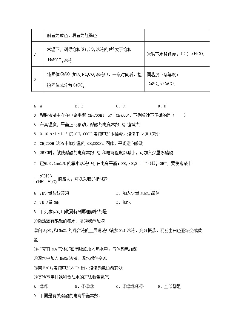 2022届高三化学一轮复习化学反应原理题型必练33弱电解质电离平衡的影响因素含解析02
