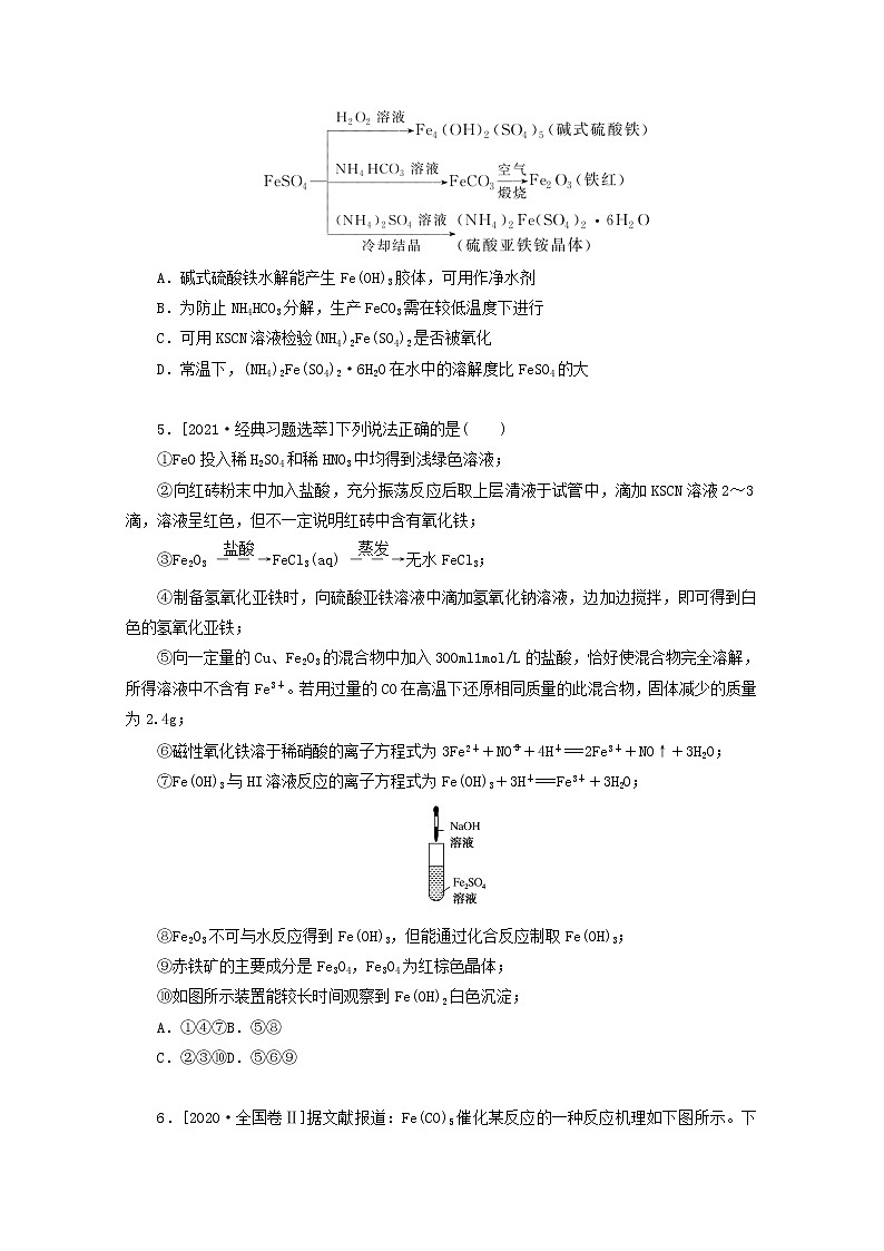 2022高考化学一轮复习专练14铁铜及其化合物含解析02