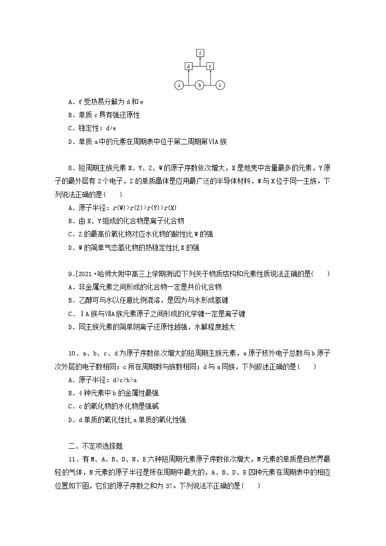 2022高考化学一轮复习专练26元素位－构－性综合推断含解析第3页