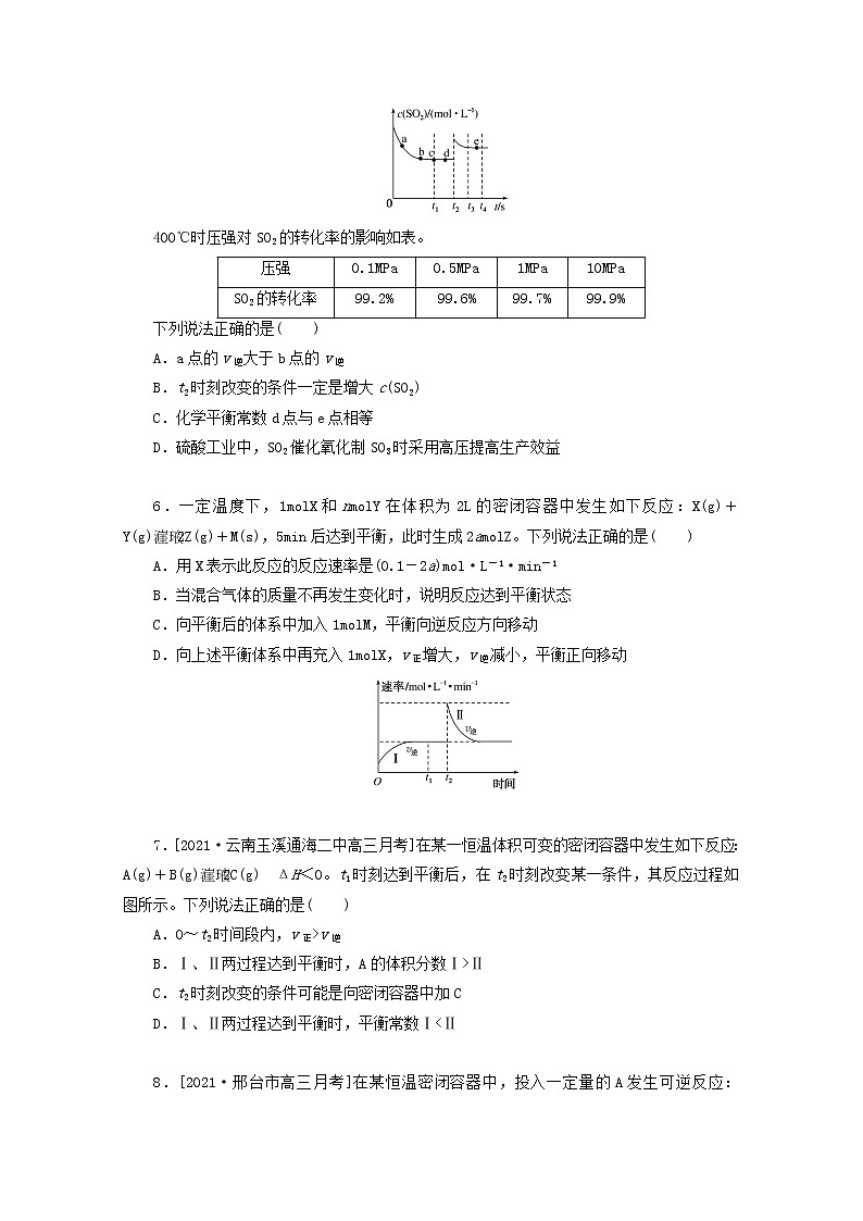 2022高考化学一轮复习专练36化学平衡的移动及影响因素含解析03