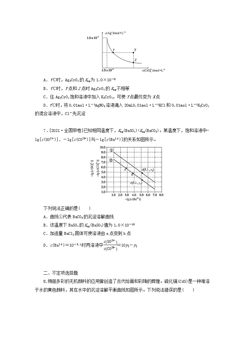 2022高考化学一轮复习专练43难溶电解质的沉淀溶解平衡含解析第3页