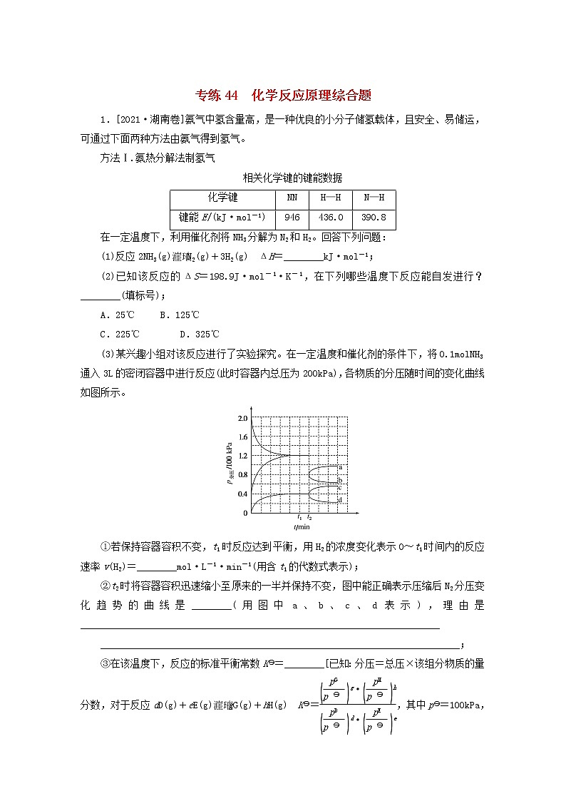 2022高考化学一轮复习专练44化学反应原理综合题含解析01