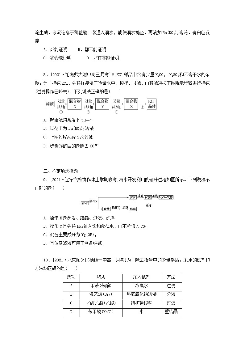 2022高考化学一轮复习专练49物质的检验分离提纯含解析03