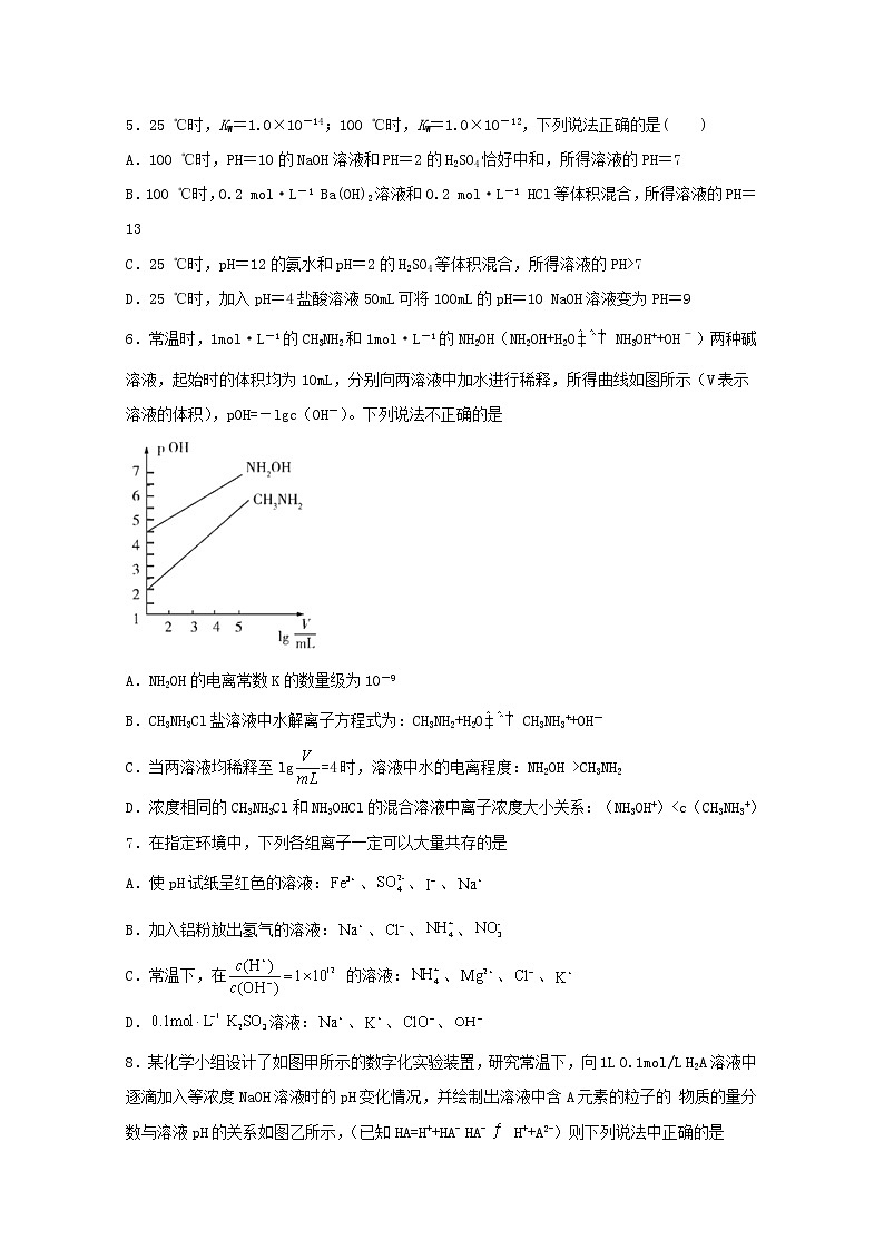 高中化学第三章物质在水溶液中的行为第一节水与水溶液三练习含解析鲁教版选择性必修1第2页