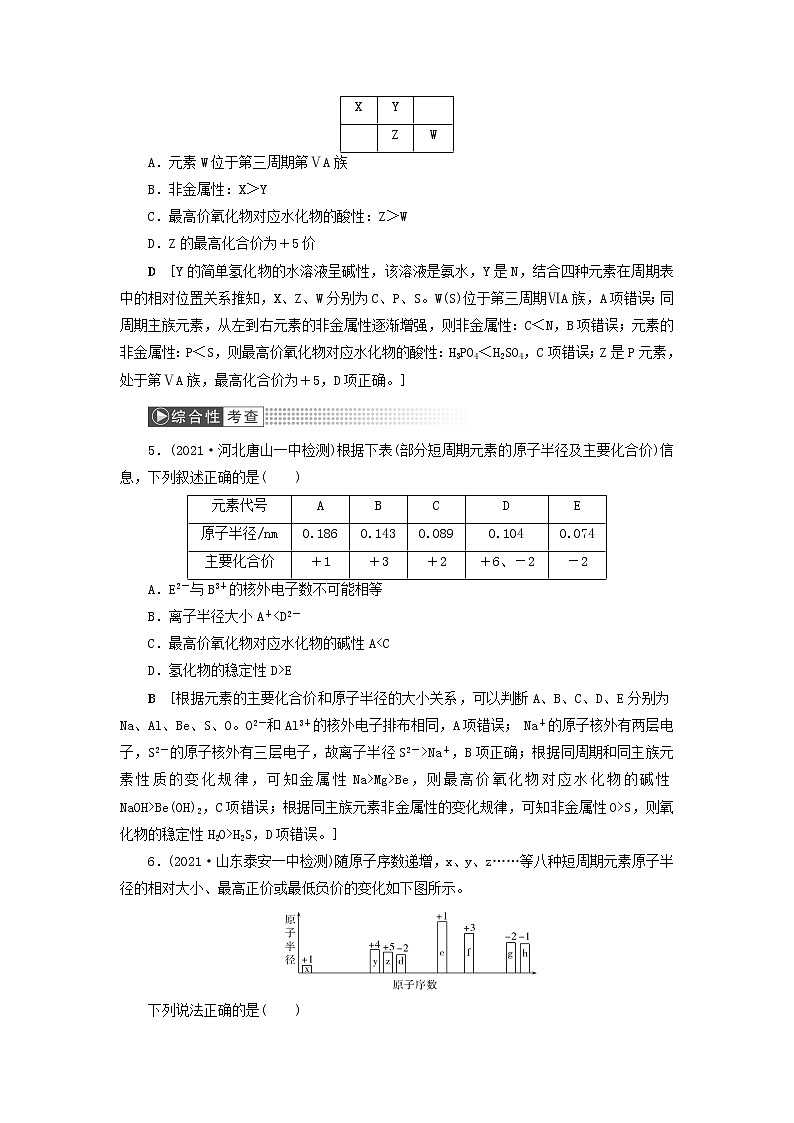 高考化学一轮复习第5章物质结构元素周期律第2讲元素周期表和元素周期律训练含解析02