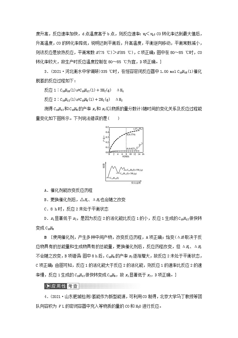 高考化学一轮复习第7章化学反应速率和化学平衡第4讲化学反应原理在物质制备中的调控作用训练含解析02