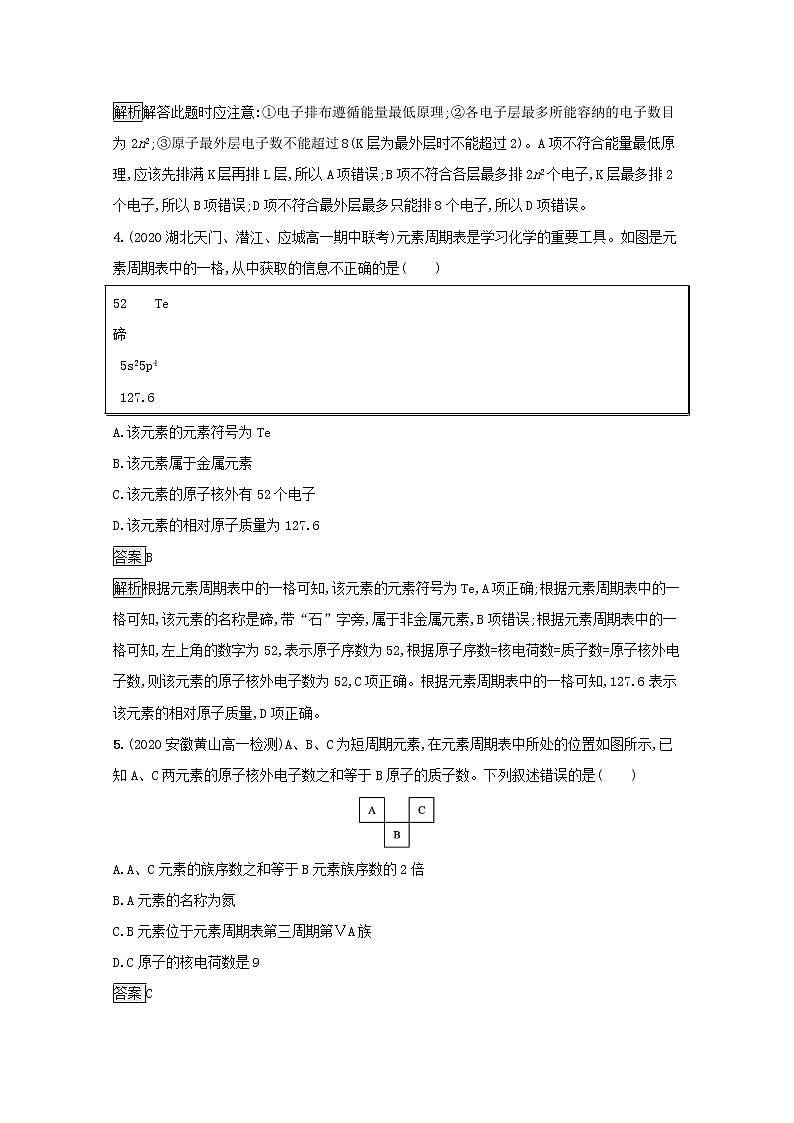 2021_2022学年新教材高中化学第四章物质结构元素周期律第一节第1课时原子结构元素周期表测评含解析新人教版必修1第2页