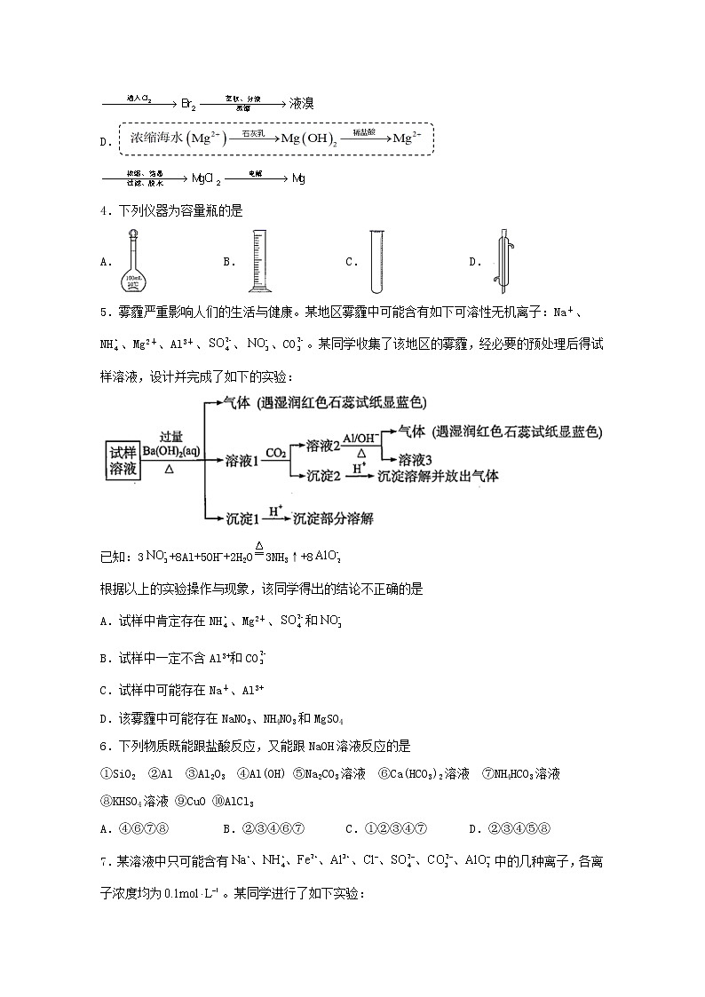 2021_2022学年新教材高中化学综合过关检测一鲁科版必修1第2页
