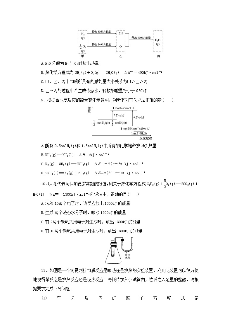 2021_2022学年新教材高中化学课时作业1化学反应的焓变热化学方程式含解析苏教版选择性必修1 练习03