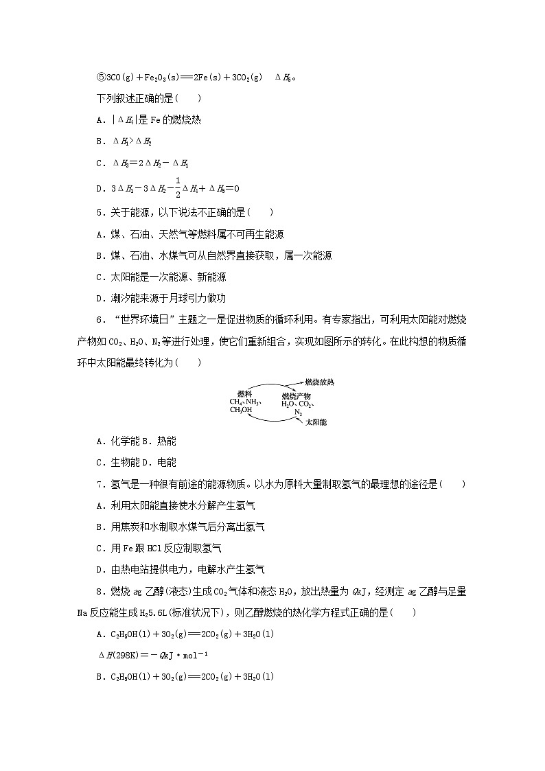 2021_2022学年新教材高中化学课时作业3燃烧热能源的充分利用含解析苏教版选择性必修1 练习02
