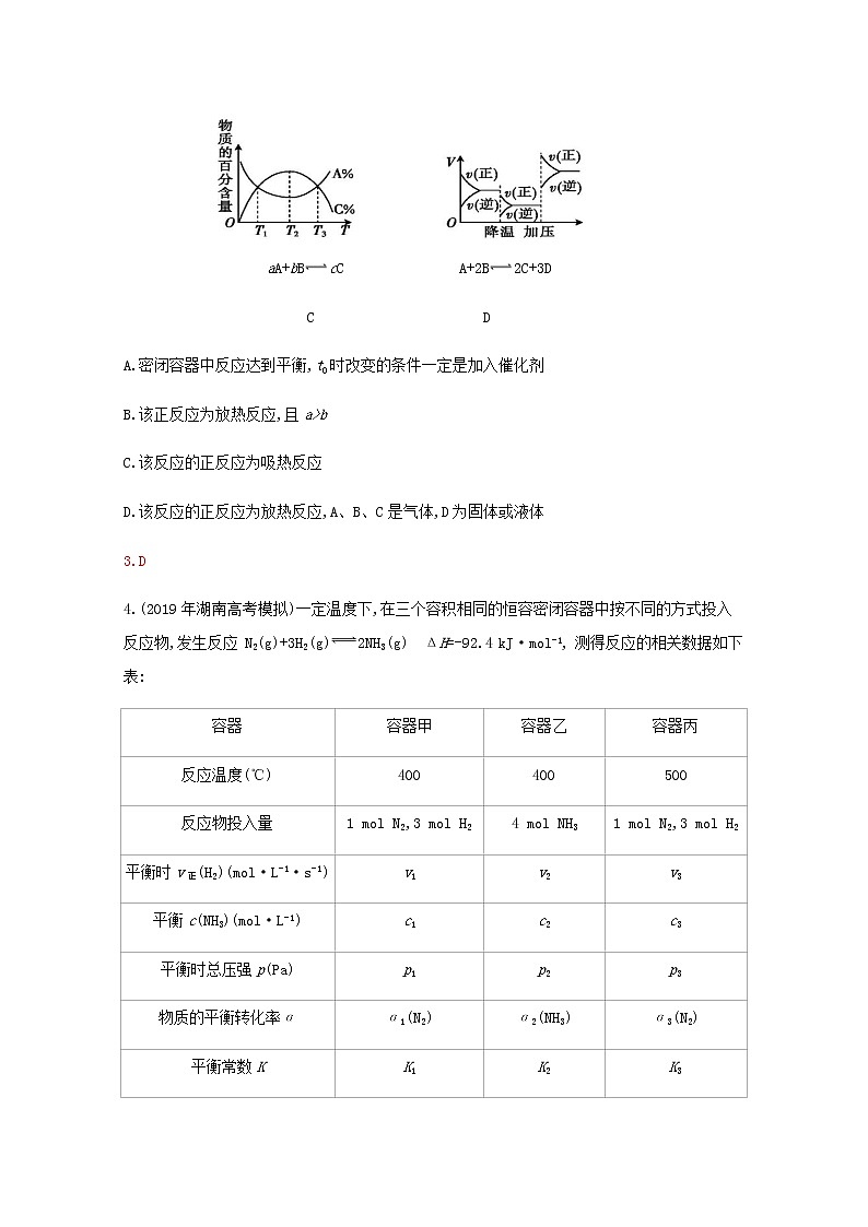 通用版2022届高三化学一轮复习强化训练化学反应速率与平衡含解析第3页