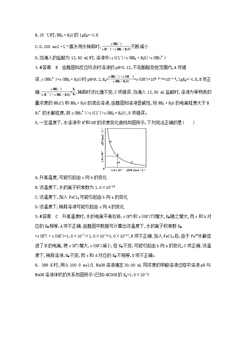 通用版2022届高三化学一轮复习强化训练水的电离及溶液的酸碱性含解析第2页