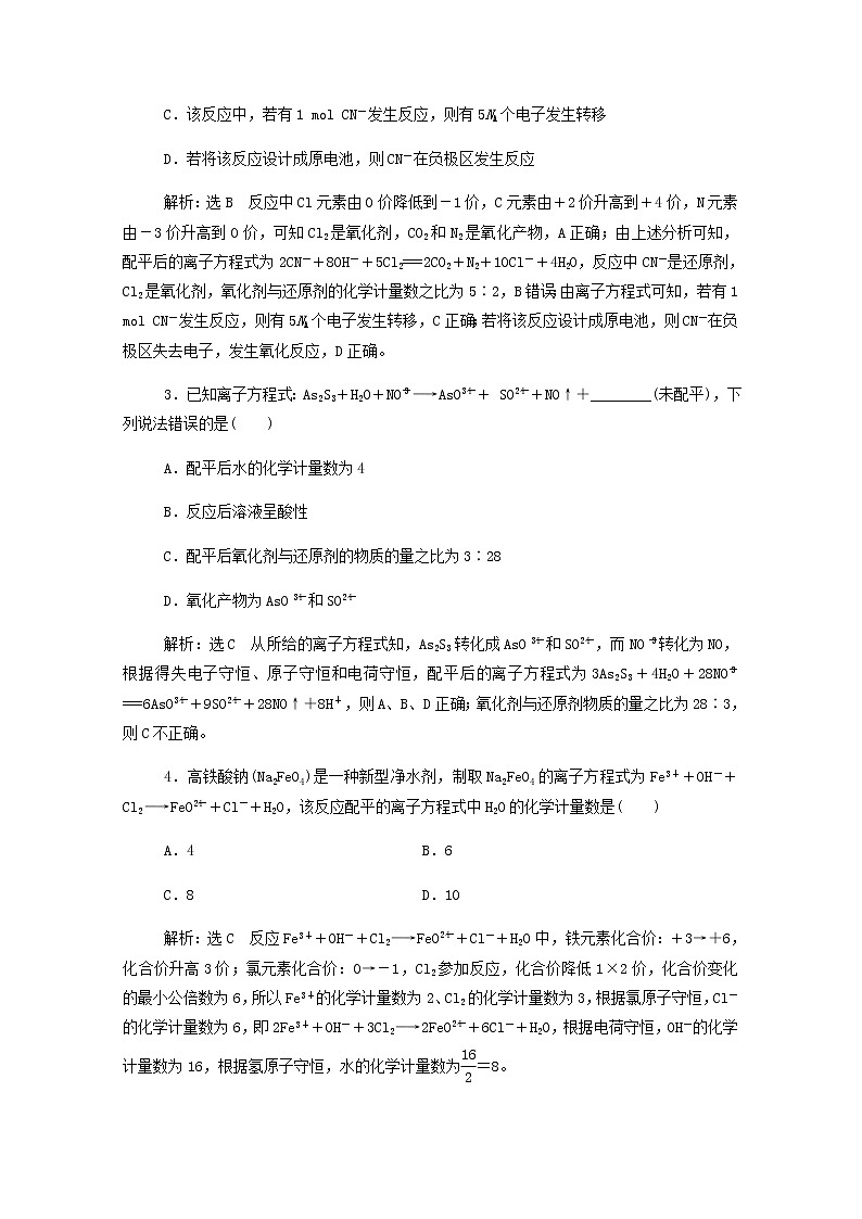 通用版2022届高三化学一轮复习强化训练氧化还原反应规律及应用含解析第2页