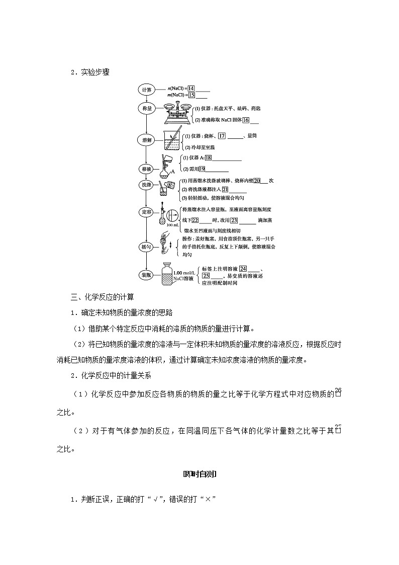 高中化学专题2研究物质的基本方法2溶液组成的定量研究学案苏教版必修102