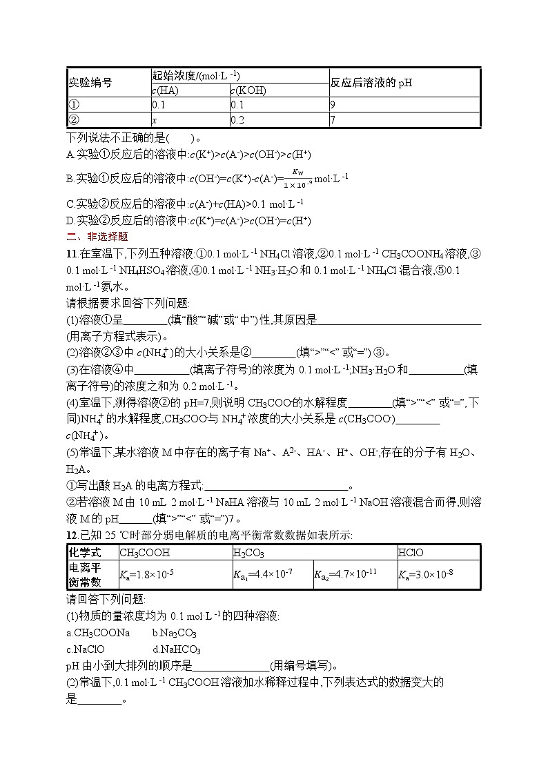 人教版新高考化学一轮复习训练-盐类的水解第3页