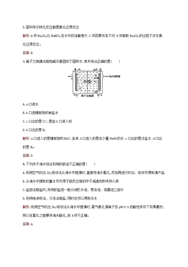 2021_2022学年高中化学第二单元化学与资源开发利用2海水的综合利用课后习题含解析新人教版选修2第2页