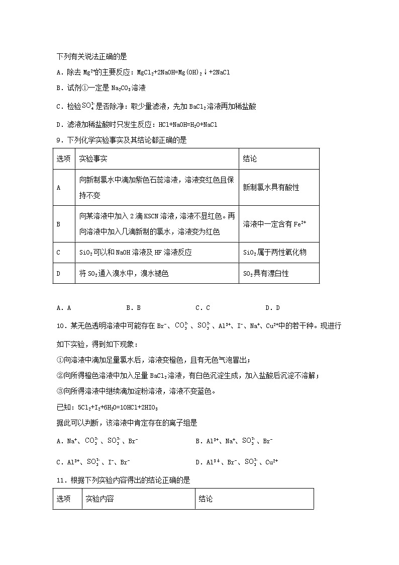 2022届高三化学一轮复习化学实验专题细练14离子的检验考查含解析第3页
