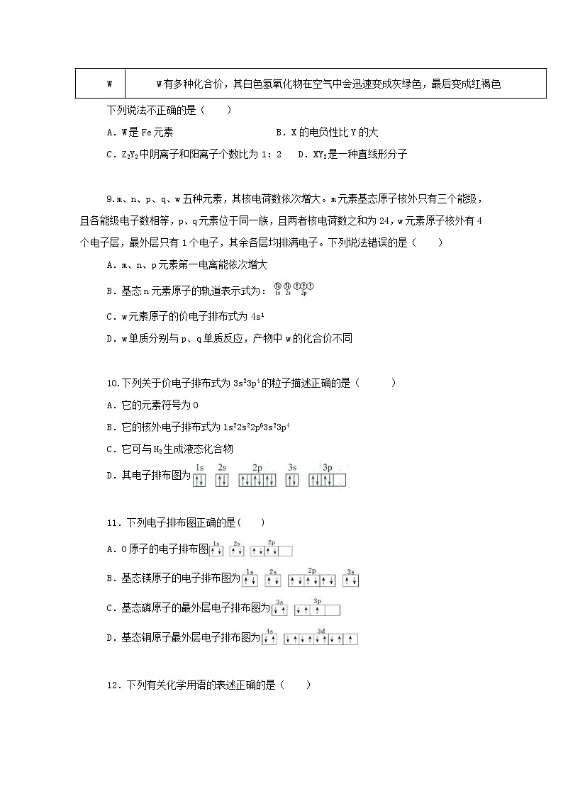 2022届高三化学一轮复习考点特训物质结构与性质1含解析 试卷03