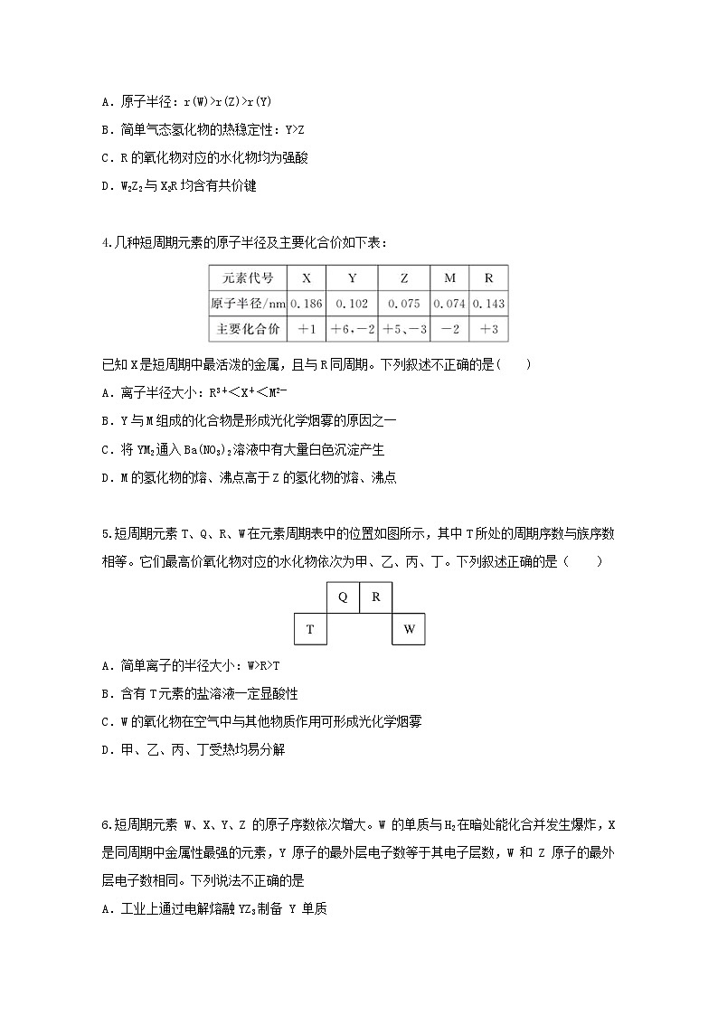 2022届高三化学一轮复习考点特训物质结构元素周期律含解析第2页