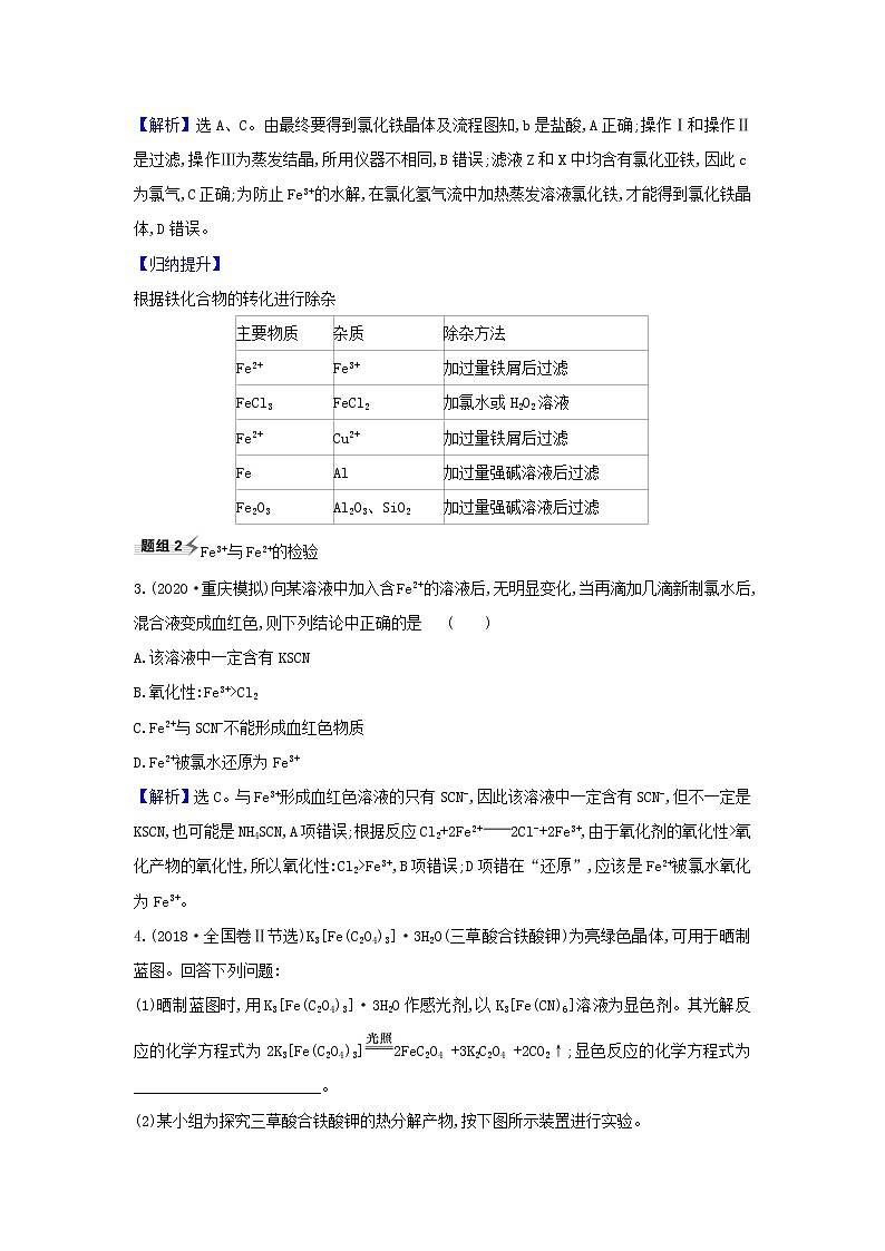 2022高考化学一轮复习题组训练3.2铁的获取及应用3含解析第2页