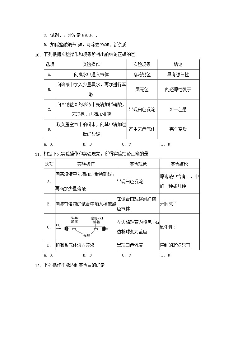 2022届高三化学一轮复习实验专题考点细练专题34常见物质离子的检验含解析03