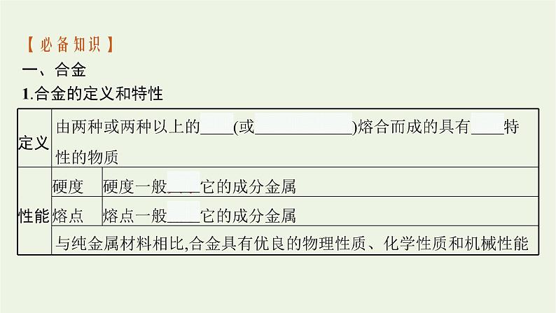 2021_2022学年新教材高中化学第三章铁金属材料第二节第1课时合金材料课件新人教版必修106