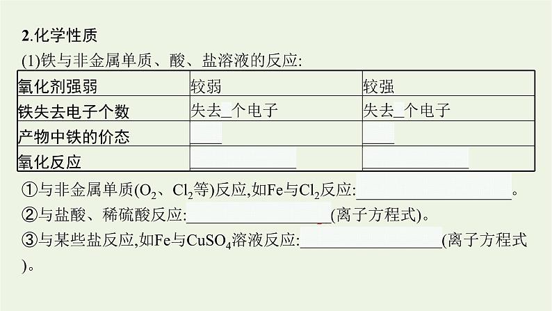 2021_2022学年新教材高中化学第三章铁金属材料第一节第1课时铁的单质铁的氧化物铁的氢氧化物课件新人教版必修108