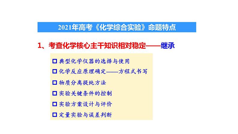 2022届高三化学高考备考一轮复习继承、发展与创新——化学综合实验题核心考点剖析课件04