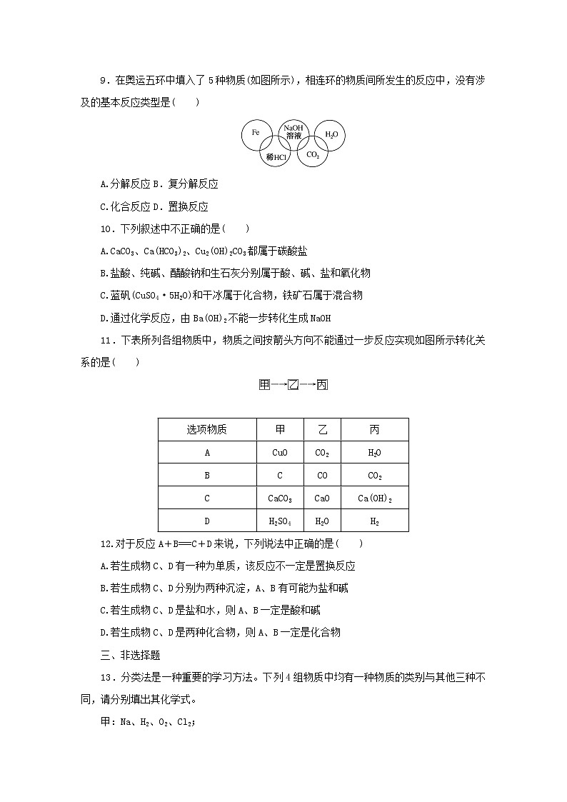 高中化学课时作业1物质及其反应的分类含解析苏教版必修1 练习03