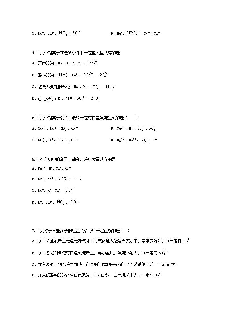 2022届高三化学一轮复习考点特训离子反应3含解析第2页