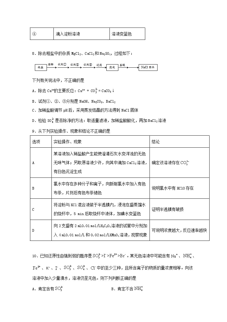 2022届高三化学一轮复习实验专题强化练16离子的检验提高题含解析03