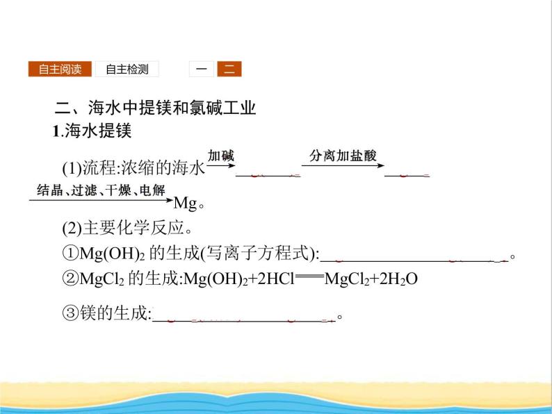 高中化学第3章自然界中的元素第4节第1课时海水中的元素及海水提镁课件鲁科版必修105