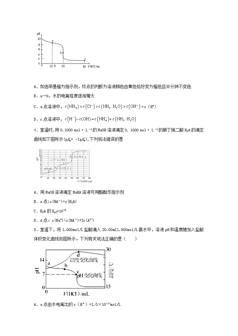 2022届高考化学一轮复习常考题型45酸碱中和滴定综合分析含解析02