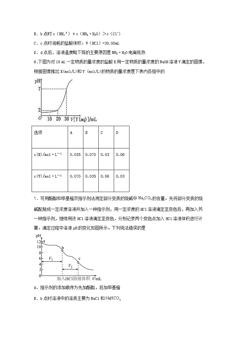 2022届高考化学一轮复习常考题型45酸碱中和滴定综合分析含解析03
