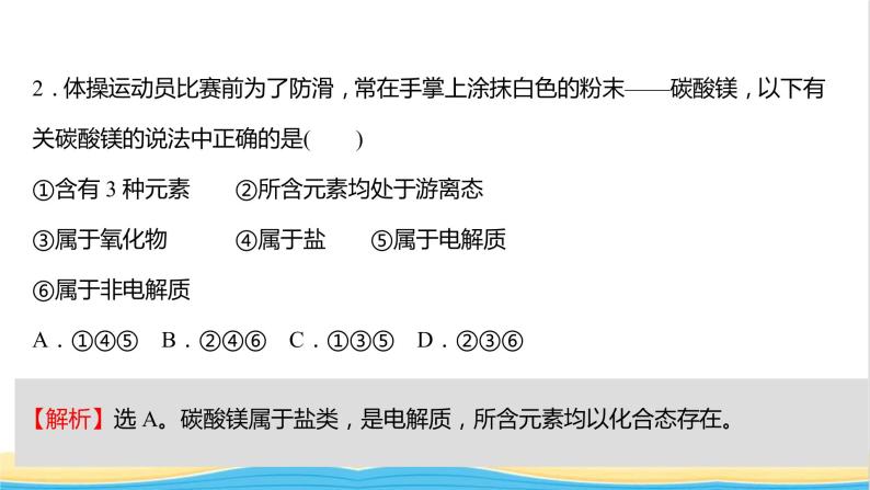 福建专用高中化学课时练10电解质的电离课件鲁科版必修104