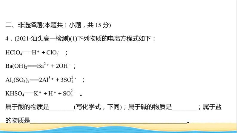 福建专用高中化学课时练10电解质的电离课件鲁科版必修106