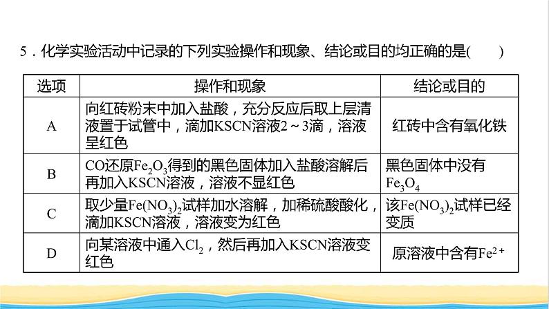 福建专用高中化学课时练19铁及其化合物之间的转化关系课件鲁科版必修106