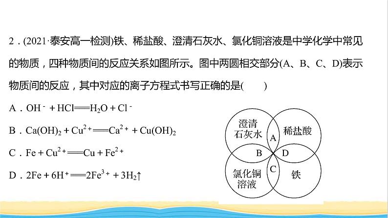 福建专用高中化学培优强化练二电解质的电离离子反应课件鲁科版必修103