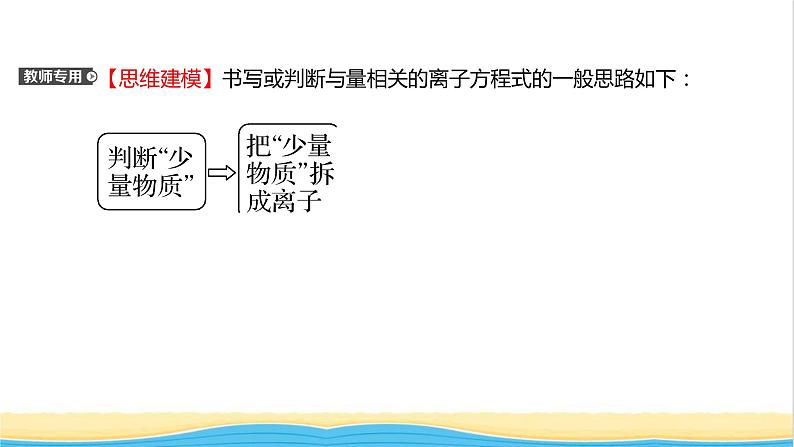 福建专用高中化学第2章元素与物质世界第2节第3课时与量有关的离子方程式的书写常见离子的检验与推断提升课时课件鲁科版必修107