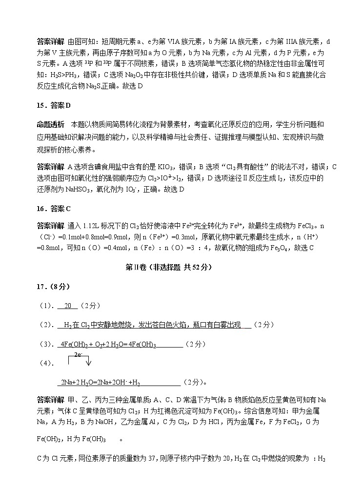 2020-2021学年山西省（晋中市）高一上学期期末调研化学试题 PDF版03