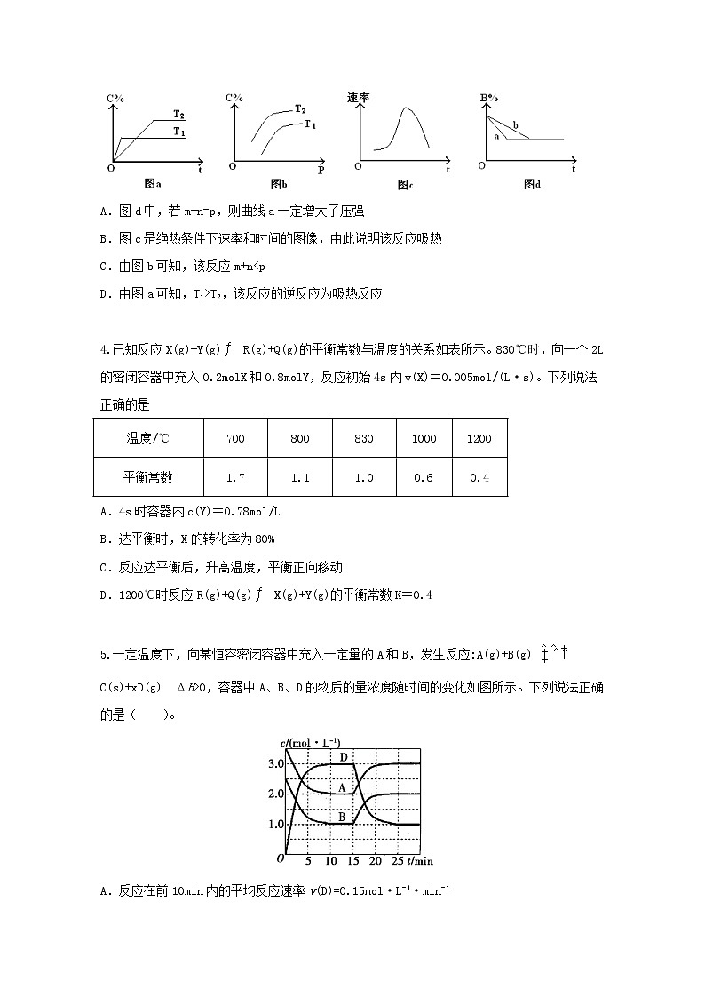 2022届高三化学一轮复习考点特训化学平衡含解析 试卷02