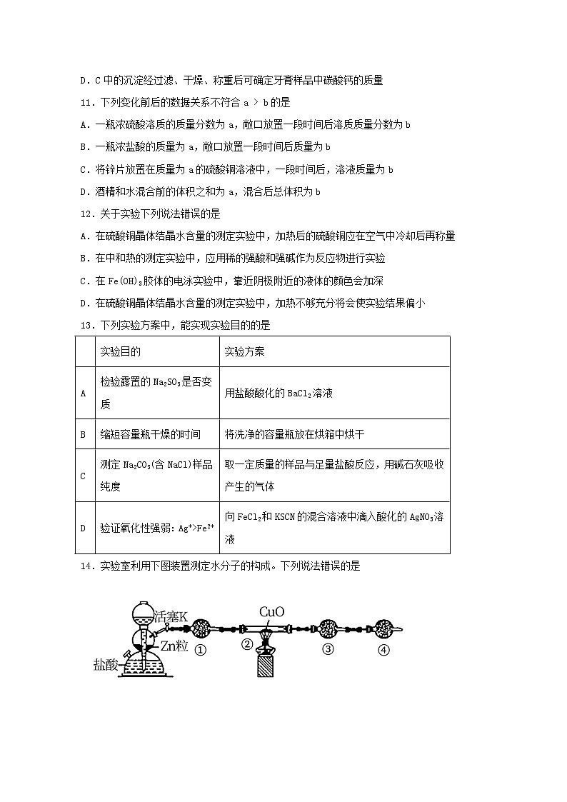 2022届高三化学一轮复习化学实验专题细练19物质的性质和含量的测定含解析03