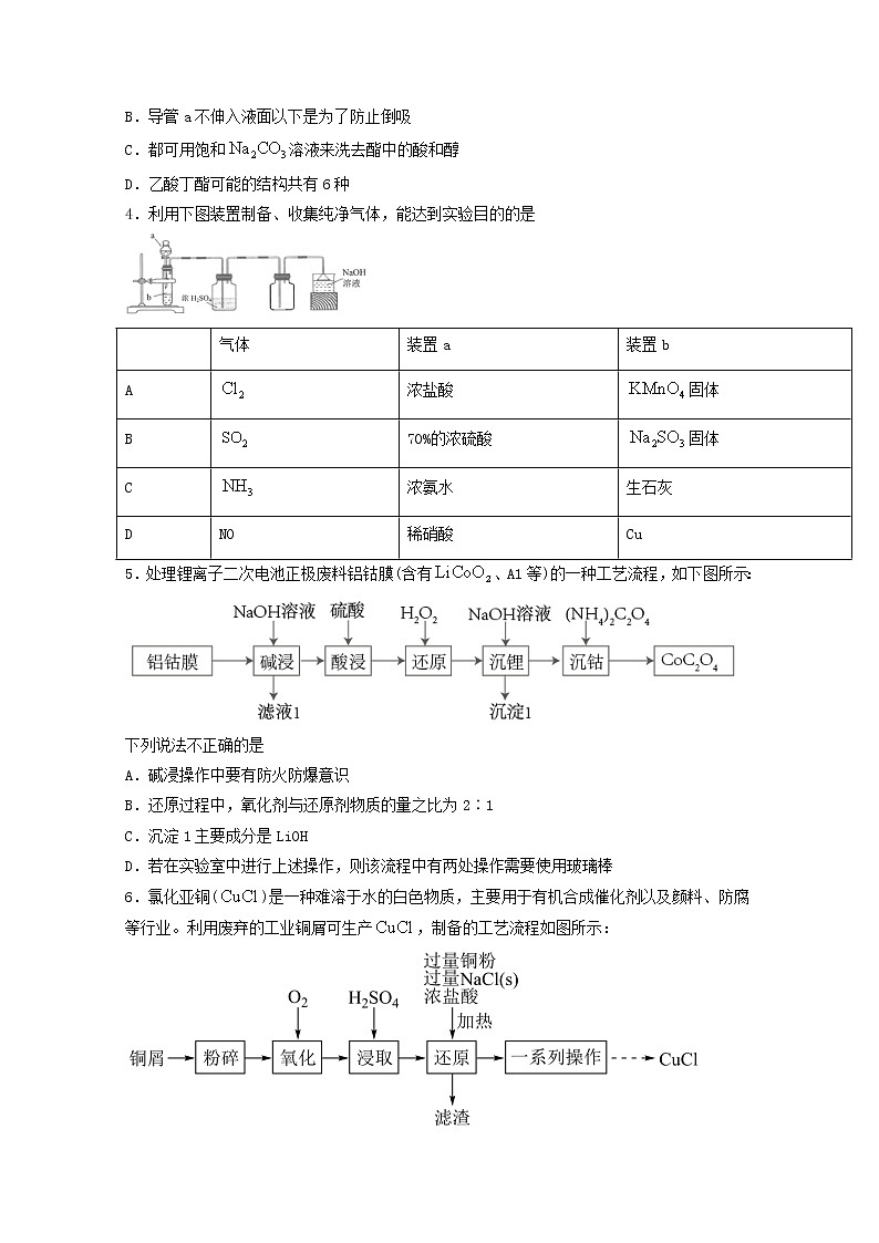 2022届高三化学一轮复习实验专题强化练14物质的制备含解析第2页