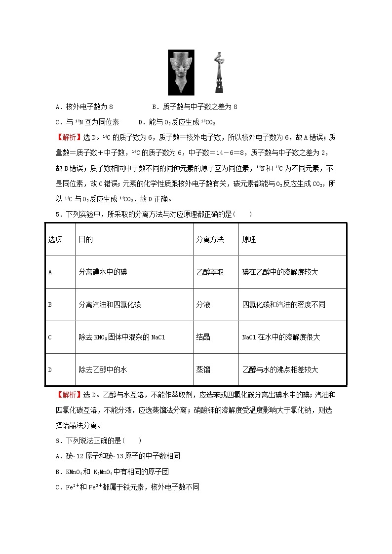 高中化学专题2研究物质的基本方法专题素养测评含解析苏教版必修102