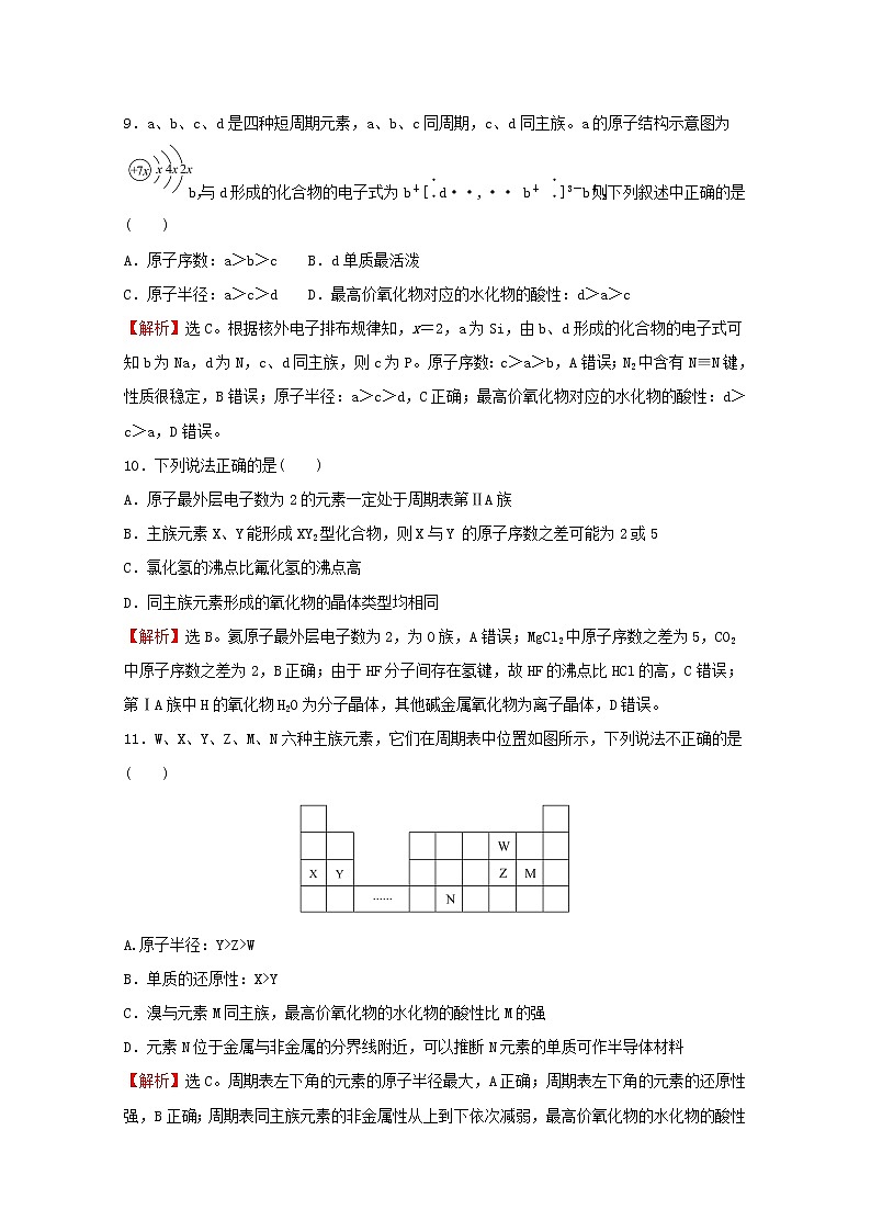 高中化学专题5微观结构与物质的多样性专题素养测评含解析苏教版必修1第3页